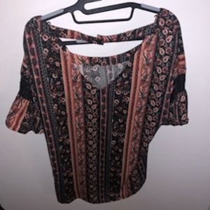 Orange & Black Blouse